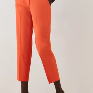 ВКК04481-Wool Blend High Waist Shim Leg Trouser ORANGE-14