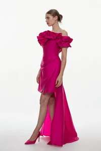 pink-taffeta-ruffle-bardot-mini-dress-with-train- (1)